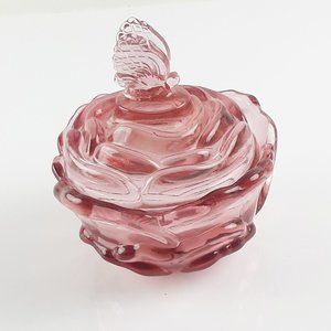 Fenton Dusty Rose Lidded Candy Dish #9280 Butterfly Finial